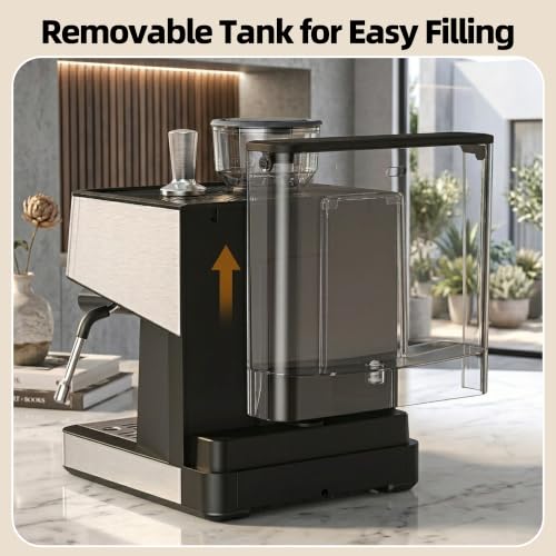 Image of Electactic Coffee Maker with Grinder, Black & Stainless Steel Espresso