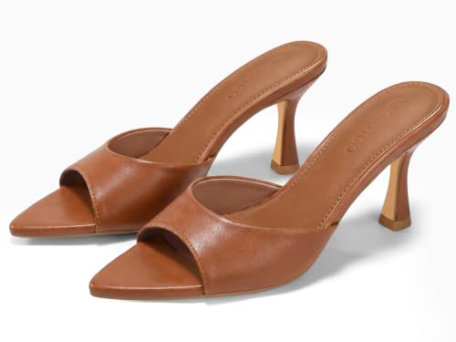 Image of Coutgo Womens Kitten Heel Sandals Heeled Mules Pointed Open Toe High Heels