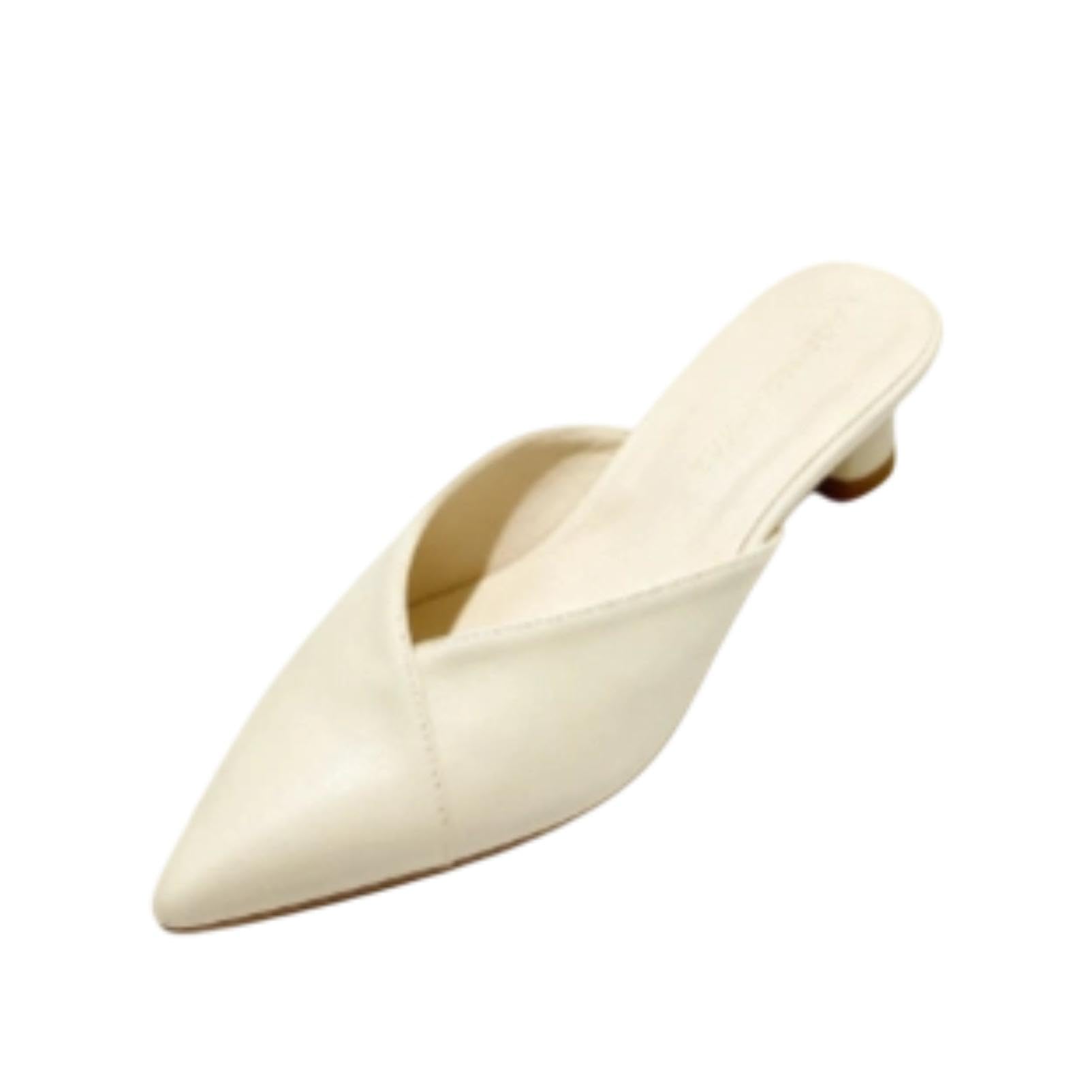Generico Scarpe da Donna Mule con Slingback E Punta Appuntita | Scarpe Da Vestito Da Ufficio Con Taglio A V, Scivolare Su Sandali Estivi, Tacchi Bassi A Cilindro Sandali Casual