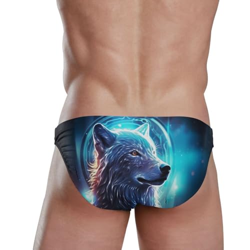 Men's Galaxy Wolf Animal Swim Briefs Bikini Swimsuit S 202a05254