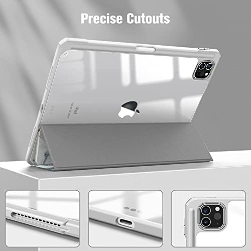 FINTIE Hybrid Case Compatible with iPad Pro 11 Inch (2022/2021/2020/2018, 4th/3rd/2nd/1st Generation) - Ultra Slim Shockproof Clear Cover w/Pencil Holder, Auto Wake/Sleep, Cloudy Marble