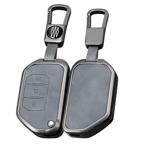 Étui clé Jeep en cuir haut de gamme gris protection 3 boutons luxe