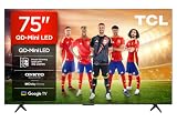 TCL 75Q6C Televisor 75 Pulgadas QD-Mini LED 4K Smart TV, 1000 nits, 144Hz Motion Clarity Pro, Onkyo 2.1, Game Master, FreeSync, Google TV, Dolby Vision IQ y Atmos
