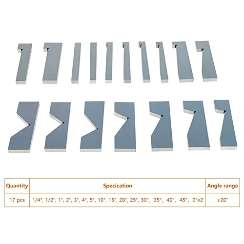 Kimllier 17Pcs Angle Plates Block Set, Precision Steel Gauge Block Machinist Tool 1/4 To 45 Degree With Box #TOP1