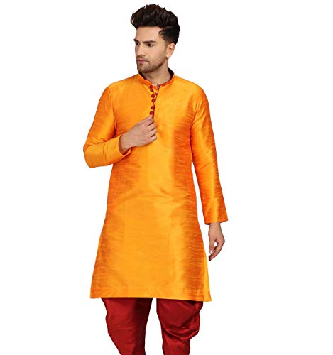 Image of Men's Ethnic Silk Loop Button Kurta