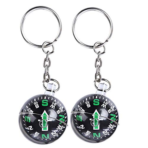 Compass Keychain,2 Pack Ball Compass for Hiking Liquid Filled Compass for Kids
