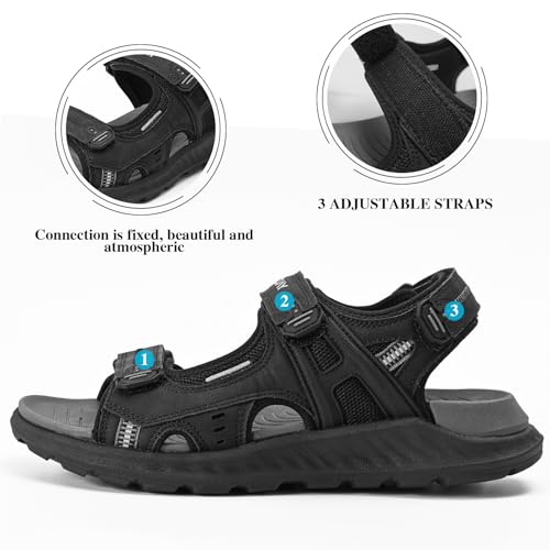Queday Mens Hiking Sandals With Arch Support Sport Recovery Athletic Walking Sandals For Man Outdoor Summer Casual Thick Cushion Beach Water Fisherman Sandal2