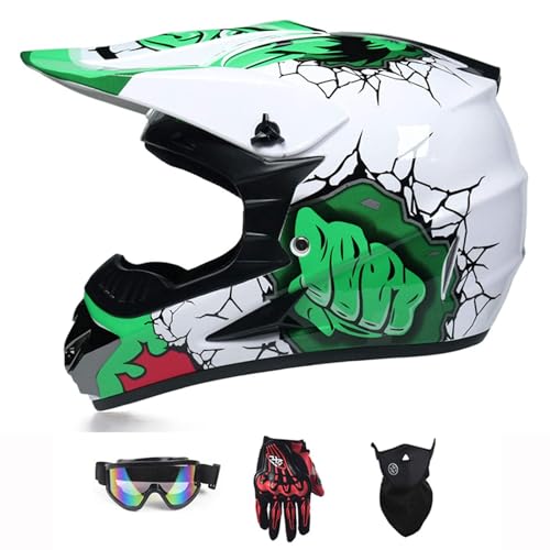 Casco de Motocross Mujer, Negro y Morado, Casco Moto Cross Infantil con Gafas/Mascarilla/Guantes, Cascos Enduro MTB Integral Adulto para Descenso Enduro MX Quad Motocicleta (L,H)