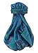 Pashmina & Silk Varanasi 100% Silk Long Scarf Heritage Range Goyal Blue