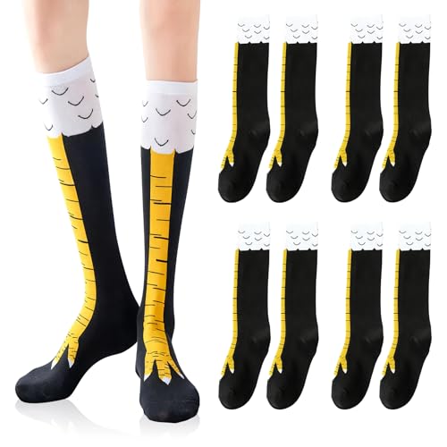 Euablfo 4 Pcs Chicken Leg Socks Lustigem Hühnerbein Socken Hühner Socken Damen Ofenrohrsocken Iustige Strümpfe Cartoon Winter Warme Einheitsgröße