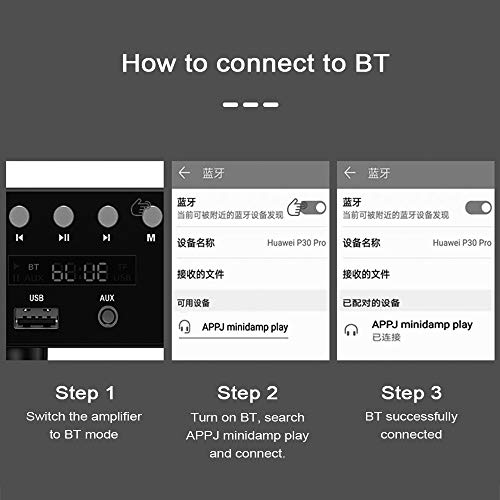 Moniel Amplificador digital HIFI BT 5.0 Mini Amp de áudio estéreo 100W Dual Channel Sound Power Rece