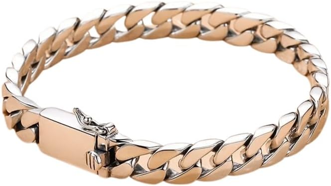 Men’s Cuban Chain Metal Bracelet Classic Stainless Steel Jewelry Polished Wrist Accessory Bracelet for Men