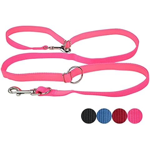 Dog Lead with Freely Adjustable Length, 2m Nylon & Neoprene-Padded Hands Free Dog Lead, Multifunctional, Easy to Use, Light & Comfortable for Puppy, Small, Medium Dogs (Pink, M - 2.0 x 200 cm) Cover