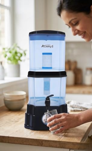 Image of Gravity Water Purifier - UF Technology Non-Electric Water Filter | Chemical-Free Purification | 10L Storage (5L Top + 5L Bottom) for Home & Office (Black)