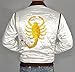 Blingsoul Embroidered Satin Scorpion Bomber Jacket for Mens | [1800244] Drive White, L