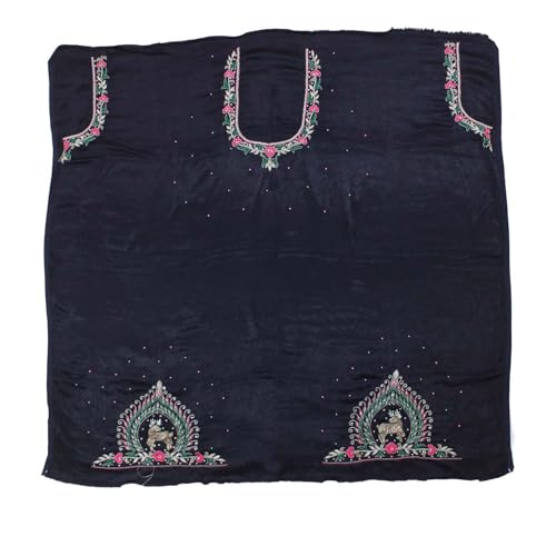 Garvi Gurjari Hand Embroidered Mashru Silk Unstitched Blouse Piece for Women Traditional Gujarati Handicraft E