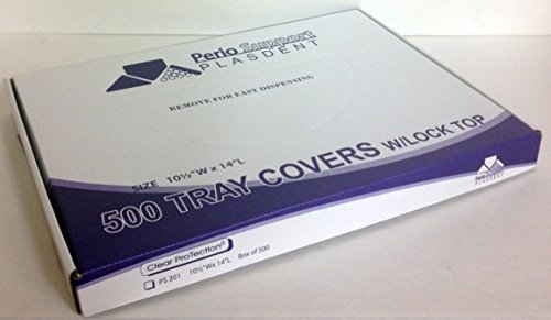 Plasdent PS201 Size B Tray Covers, 10.5"x14" Clear Plastic with Lock Top, 500/Bx for Sterilization