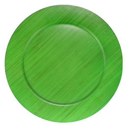 Platos redondos verdes de bambú reutilizables 13" 10 piezas miniatura 1