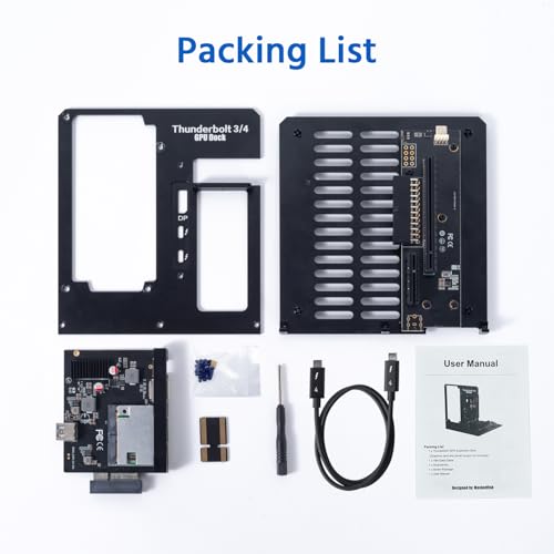 Image of Aluminium EGPU Enclosure Thunderbolt 3 /4 USB4 40GBps Pd 85W Charging External GPU Dock Compatible With Nvidia /AMD Graphics Cards On Win 10 /11 Linux System, ATX Power Supply (MK-L18), Black