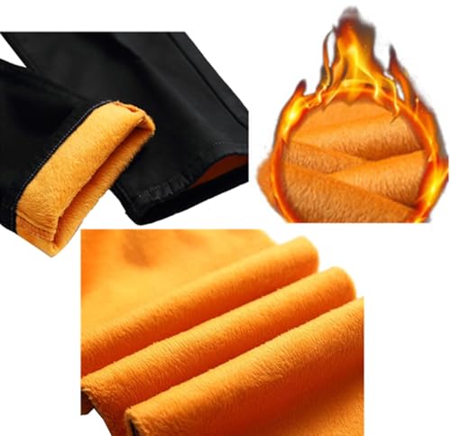 Fleece Lined Jeans Men,Men's Skinny Winter Slim Fit Thicken Warm Stretch Thick Sherpa Flannel Thermal Denim Pants4