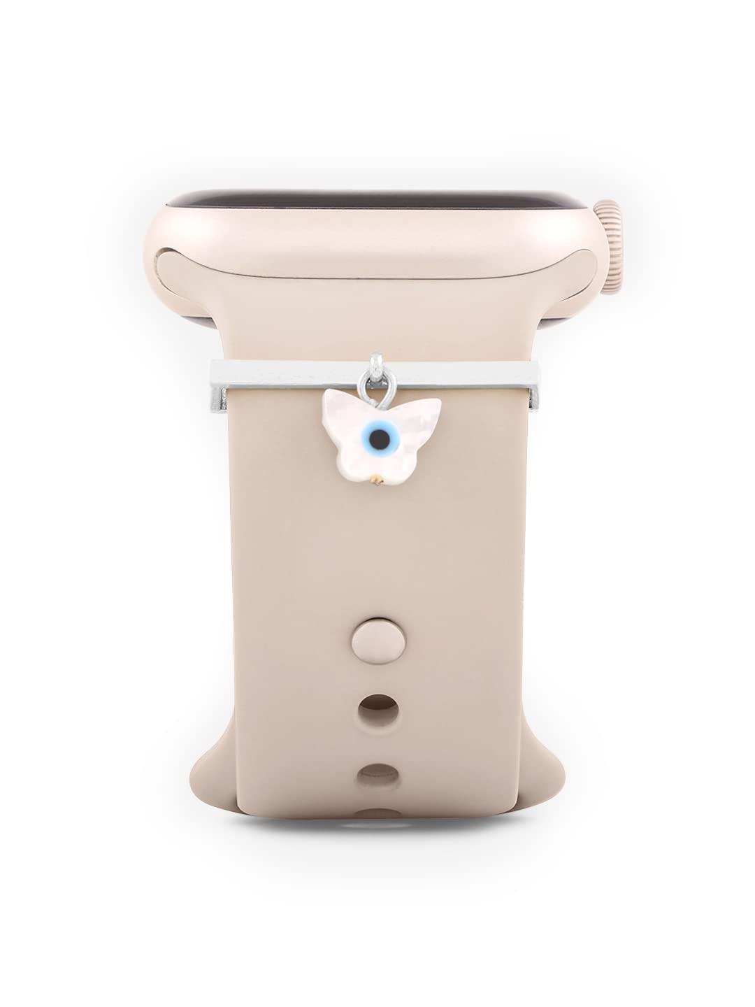 MINUTIAE Evil Eye Butterfly Shape Pendant Decorative Ring Loops Jewellery Accessories Compatible with Smart Watch Silicone Band Strap - Skin Friendly Brass Alloy | Ideal Gift for Her/Women/Girls