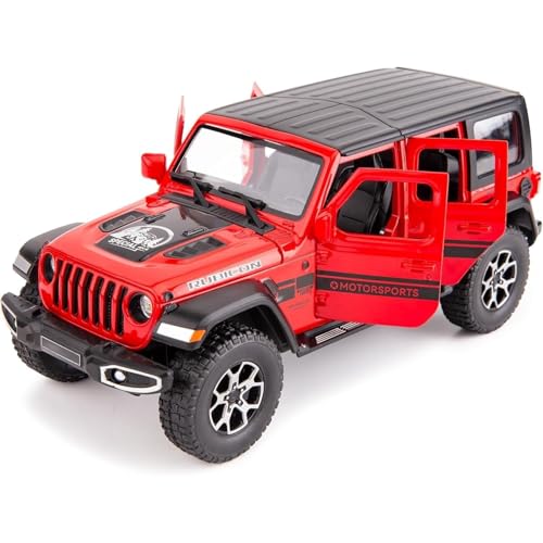 Image of 1:24 Scale Wrangler Rubicon Toy Car for Kids Collection Diecast Metal Model Car with Light Sound Pull Back Openable Door