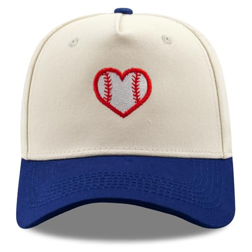 SoGoNati Embroidered Sports Baseball Cap with Love Heart Two-Tone Adjustable Cotton Trucker Hat for Men Women Gifts (Baseball Love Heart - Navy Blue)