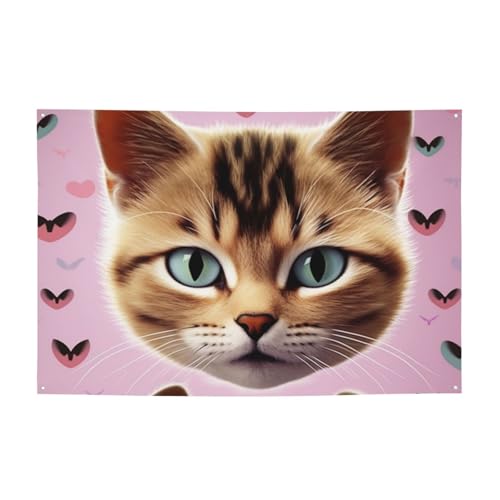 Carttoon Cat �o�i�[�ƃT�C�� �Ǌ|�� �t���O �p�[�\�i���C�Y �w�i �E�H�[���o�i�[ �p�[�e�B�[�f�R���[�V���� �w�i�� 4���t�� ���� ���O 47 x 71�C���`