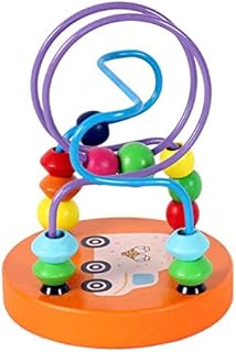 مكعبات بناء خشبية صغيرة مستديرة خرز خرز دائري للاطفال، العاب تعليمية للتعليم المبكر للاطفال - ضمان لمدة عام واحد، متعدد الألوان