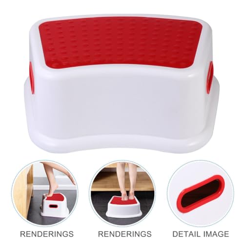 Tabouret pour bébés antidérapant en plastique PP rouge - 8