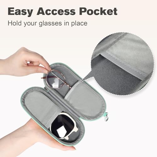 Image of Double Eyeglasses Case, Dual Glasses Sunglasses Organizer with Zipper Closure, Eyewear Storage Box for Men Women Travel