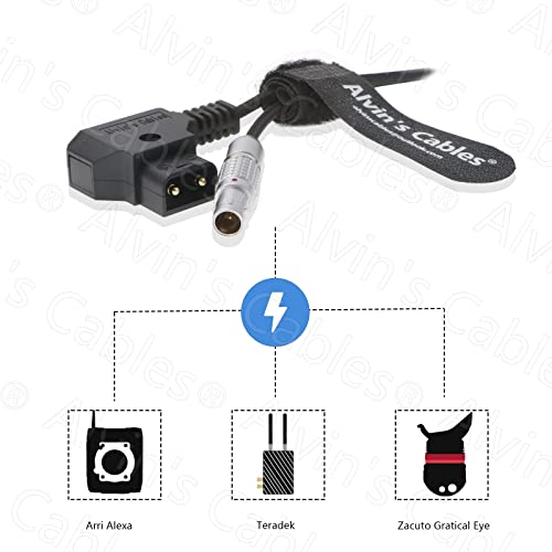 Alvin's Cables Flexible D-Tap To 2 Pin Male Power Cable For Teradek, Smallhd Monitor, Vaxis 60Cm|23.6Inches Braided Wire #TOP4