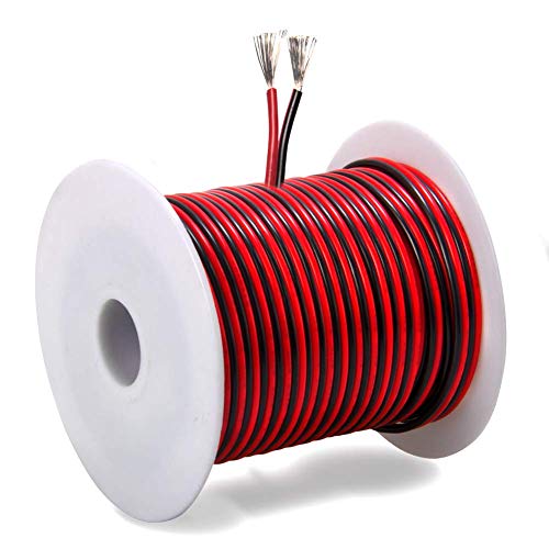 18 Gauge (40 ft long) Tinned Copper 2pin 2 Color Red Black Cable Hookup Electrical Wire LED Strips Extension Wire 12V/24V DC Cable, 18AWG Flexible Wire Extension Cord for LED Ribbon Lamp Tape Lighting