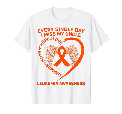 Ruban Orange Coeur Sensibilisation à la Leukemia In Memory Of My Uncle T-Shirt