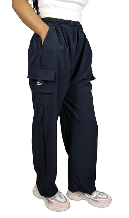 Image of ARYANSH Shoppe 4 Pocket Straight-Fit Cargo Trouser Pants for Kids Girls | Stylish High-Waist Casual Wear with Pockets | Small to XXL