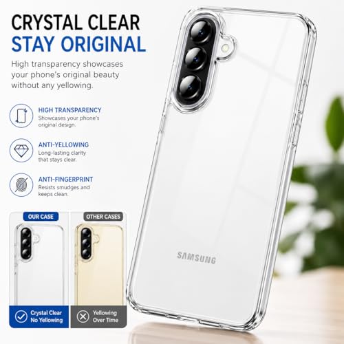 Image of DIZORO Case for Samsung Galaxy A57 5G, Military Grade Drop Protection Phone Case, Yellowing Resistant, Anti-Scratch Hard PC Back, Shockproof Hard Ultra-Thin Protective Cover, Clear