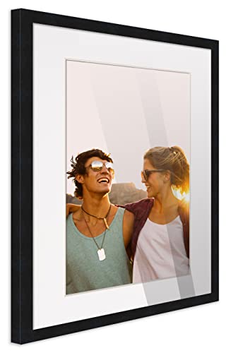 13X17 Frame Black Wood With White Mat | 15X19 Frame Matted To 13X17 | Display Your Poster Under Uv Acrylic Shatter Guard Front, With Foam Board Backing And Wall Hanging Hardware - Gallery Wood Frame #TOP1