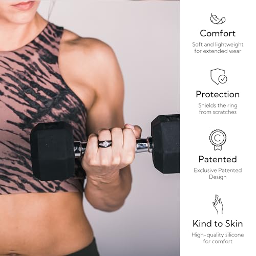 Rinfit 2PCS Ring Protectors for Working Out - Wedding Band Ring Cover - Silicone Ring Guard - Rubber Ring Protector Set of two: 4mm & 9mm - Patented Design - Black - Size 6 - Thumbnail 3