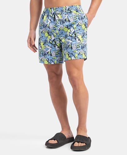 Image of Jockey NY07 Men's Super Combed Cotton Satin Weave Printed Boxer Shorts with Side Pocket