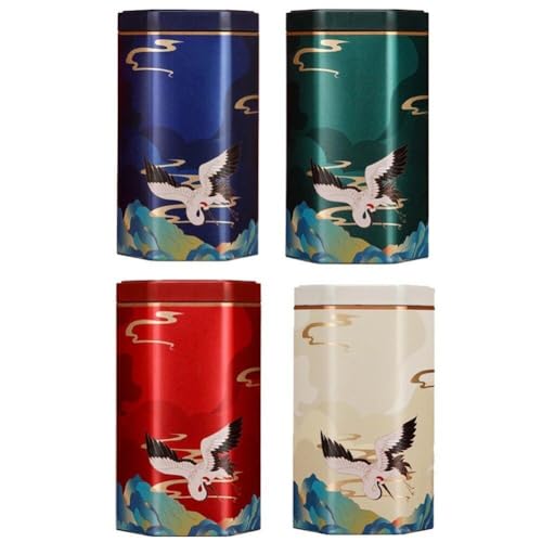 Glixoft Lata De Té Chino, Caja De Almacenamiento De Té Pequeña, Contenedor De Hojas Sueltas, Latas, Caja De Embalaje para Té Sellada para Azúcar En Grano De Café, 4 Uds.