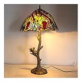  WANWEN Abat-Jour Vert de Style Tiffany avec Lampe de Table de Raisin Méditerranée 16 Pouces Art Jolie Femme Little Surprise