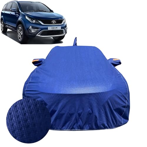 Image of Car Cover for Tata Hexa (2017-2020) | 100% Waterproof Cover with Antenna & Reflective Mirror Pockets | Dustproof, Scratchproof, Heatproof Hexa Car Cover |Soft Cotton Lining| Blue