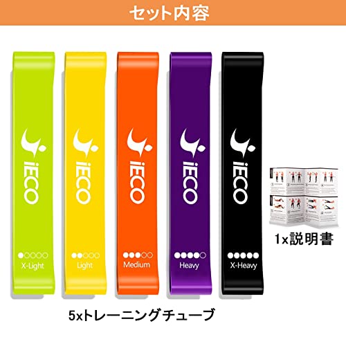 iECO トレーニングチューブ エクササイズバンド 5本セット 筋トレ チューブ ゴムチューブ ストレッチ自宅 ヨガ ゴム バンド 筋トレ フィットネス ストレッチ 8枚目