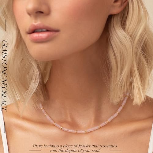 Choker Necklace for Women, Beaded Necklaces for Women Stocking Stuffers for Teens Teen Girl Gifts Gifts for Her Adjustable 14k Gold Gemstone Summer Anniversary Birthday Christmas Jewelry