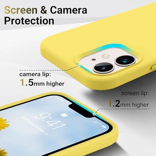 Image of Premium Liquid Silicone Case for iPhone 12 & 12 Pro - Slim Full Body Protective Back Cover with Soft Microfiber Lining, Anti-Slip Grip Scratch Resistant Phone Case(Yellow)