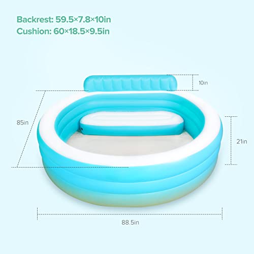 Inflatable Swimming Pool, Family Kid Inflatable Pool，Full-Sized Pools 88" X 85" X 30" , Oversized Kiddie Pool Outdoor Blow Up Pool For Backyard, Garden #TOP1