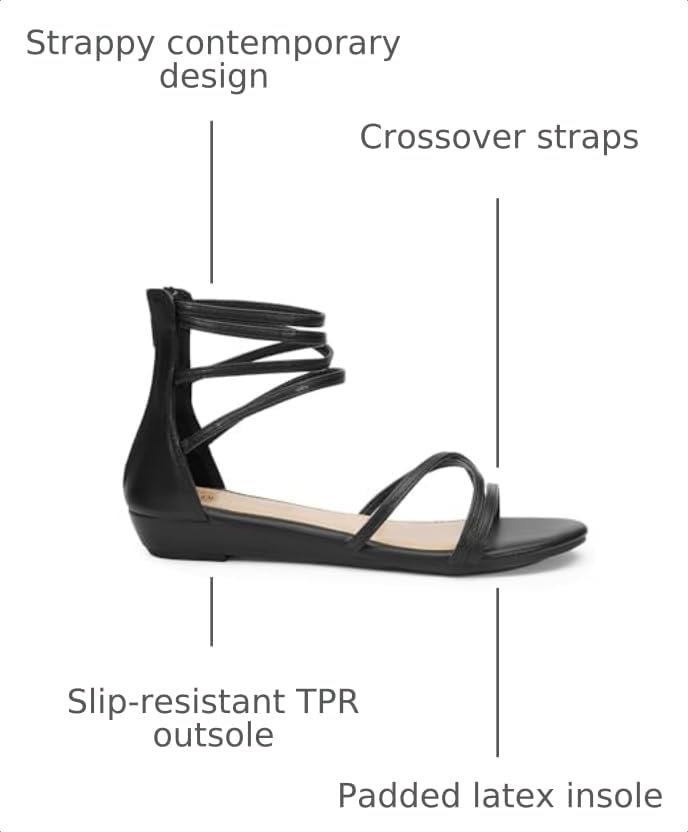 Image of DREAM PAIRS Women's Ankle Strap Flat Sandals Summer Dressy Strappy Gladiator Rhinestones Sandals