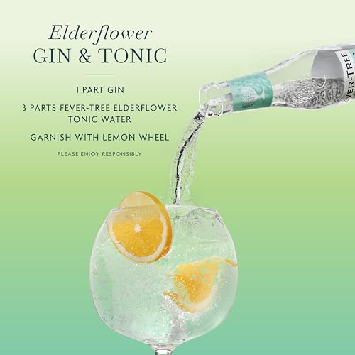 Image of Fever-Tree Elderflower Tonic Water - Premium Mixer for Cocktails and Mocktails, 6.8 fl oz Bottles, Pack of 24 - Naturally Sourced, Non-GMO