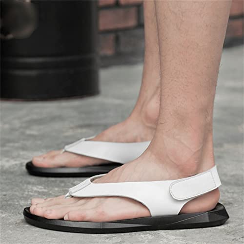 Men Sandals Casual Black Slip On Sandals Man Men's Flat Rubber Leather Flip Flops(D,40 Code)4