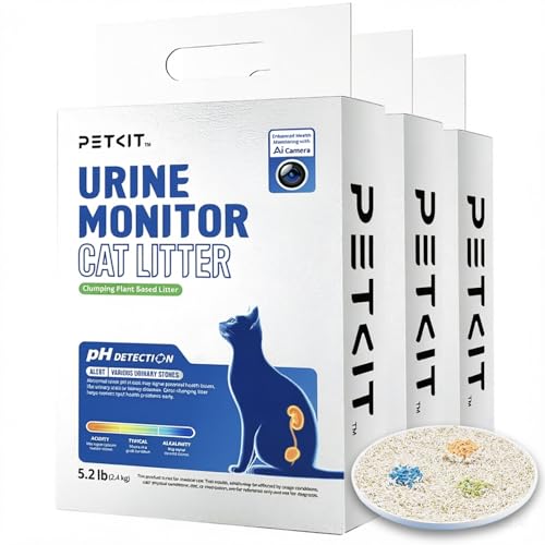 PETKIT 2025 New Urine Monitor Litter, pH Detection Tofu Litter, Superior Clumping 100% Natural Ingredients Plant Cat Litter, Dust-Free and Odor Control, Non-Sticky, Easy Scooping (5.2lb×1bag
